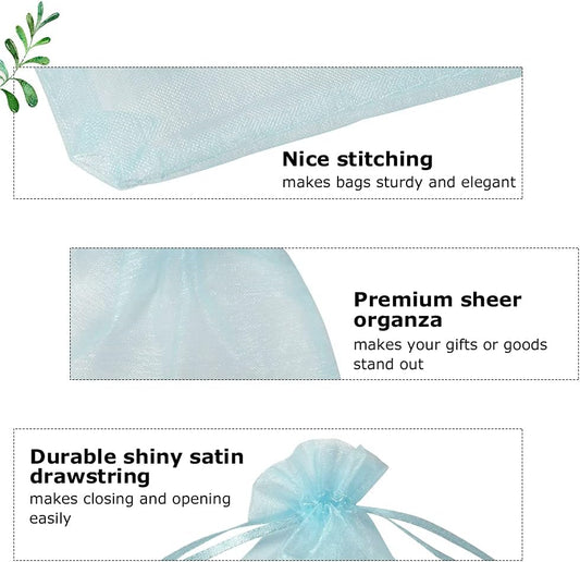 HRX Package 100pcs White Organza Bags, 4x6 inch Mesh Bags Drawstring Gift Bags Jewelry Pouches for Candy Wedding Favors Christmas
