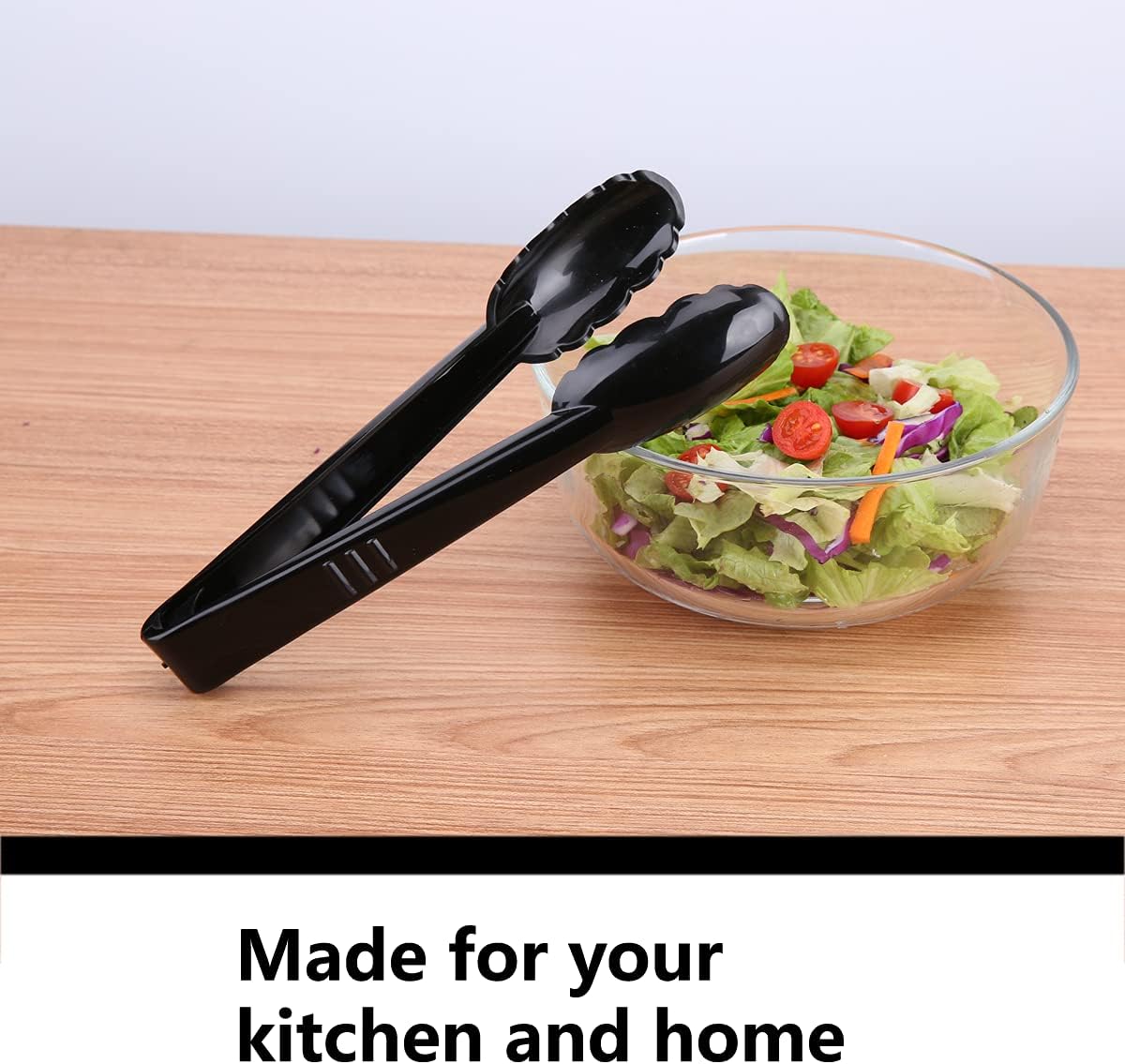 24 Pieces Disposable Serving Tongs, 9" Heavy-Duty Plastic Utensils, BPA-Free, Scalloped Grip Salad Tongs, Perfect for Buffets, BBQ, Parties & Catering, Black