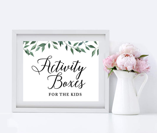 Andaz Press Wedding Party Signs, Natural Greenery Green Leaves, 8.5x11-inch, Bridal Shower Scavenger Hunt, 1-Pack - Colors C