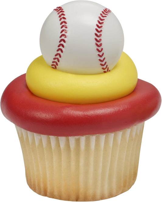 DecoPac Baseball Rings, Cupcake Decorations, Baseball Cupcake Toppers, Food Safe – 24 Pack