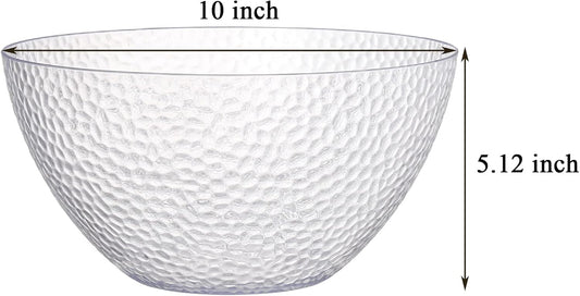 4 Pack Clear Plastic Serving Bowls, 135 OZ Large Round Plastic Bowls, 10 Inch Disposable Reusable Salad Mixing Bowl Buffet Containers for Catering, Party, Salad, Fruit, Chips, Popcorn, Snack