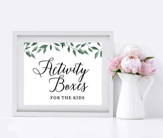 Andaz Press Wedding Party Signs, Natural Greenery Green Leaves, 8.5x11-inch, Bridal Shower Scavenger Hunt, 1-Pack - Colors B