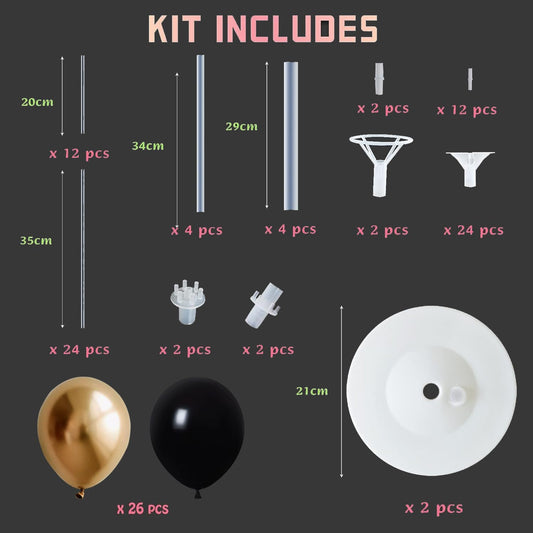 Balloon Column Kit for Floor-Balloon Columns with Stand, Base and Pole,Balloon Tower Backdrop Decoration for Wedding, Baby Shower, Birthday Party, or Bachelorette Parties (Black Gold)