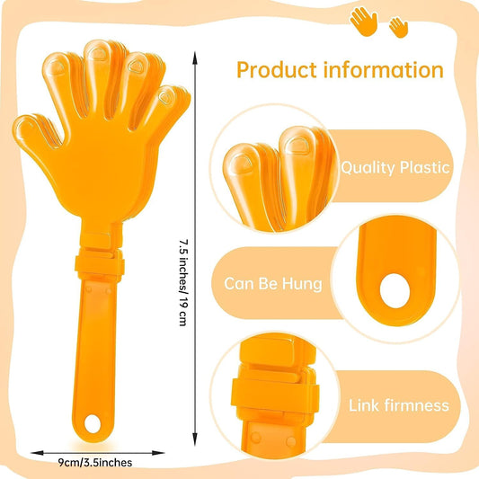 24 Pcs Orange Hand Clappers 7.5 Inch Clappers Noisemakers Noise Makers Party Favors Plastic Party Clapper for Sporting Events Cheers Ball Dance Basketball Football Noisemakers(Orange)