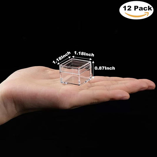 KissYou Acrylic Box Clear Boxes with Lid 12 Packs Small Candy Box Display Square Cube Wedding Graduation Party Decorations Jewlry Gift Box
