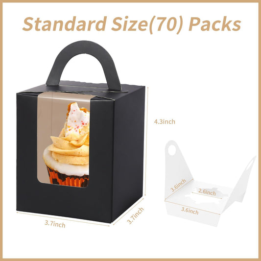 JCD Cupcake Boxes Carriers, 120pcs Pink Single Individual Cupcakes Box Holders Containers,3.7 * 3.7 * 4.3inch Cupcake Container Pastry with Insert and window(Pink, 120pcs)