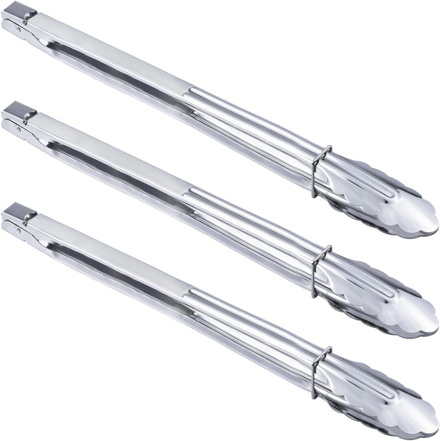 HINMAY Stainless Steel Serving Tongs Grilling Tongs for Cooking Camping Barbecue (12-Inch 3 Pieces)