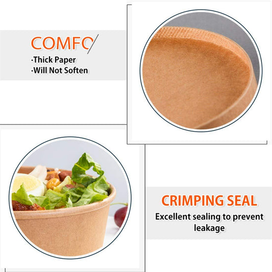 TOPtoper 36Oz 50Pcs Large Paper Bowls with Lids, Disposable Soup Serving Bowls Bulk Party Supplies for Hot/Cold Food, Soup (36 OZ)