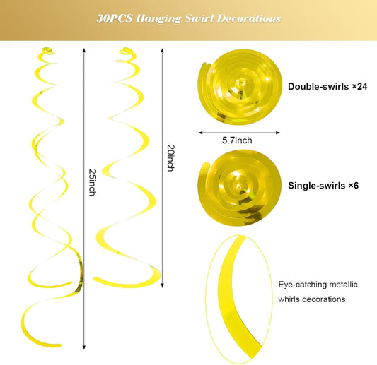Party Swirl Decorations Iridescent Shinny Foil Hanging Swirl Decorations Plastic Streamer for Ceiling Plastic Streamer for Party Decorations Metallic Hanging Swirl Pack of 30