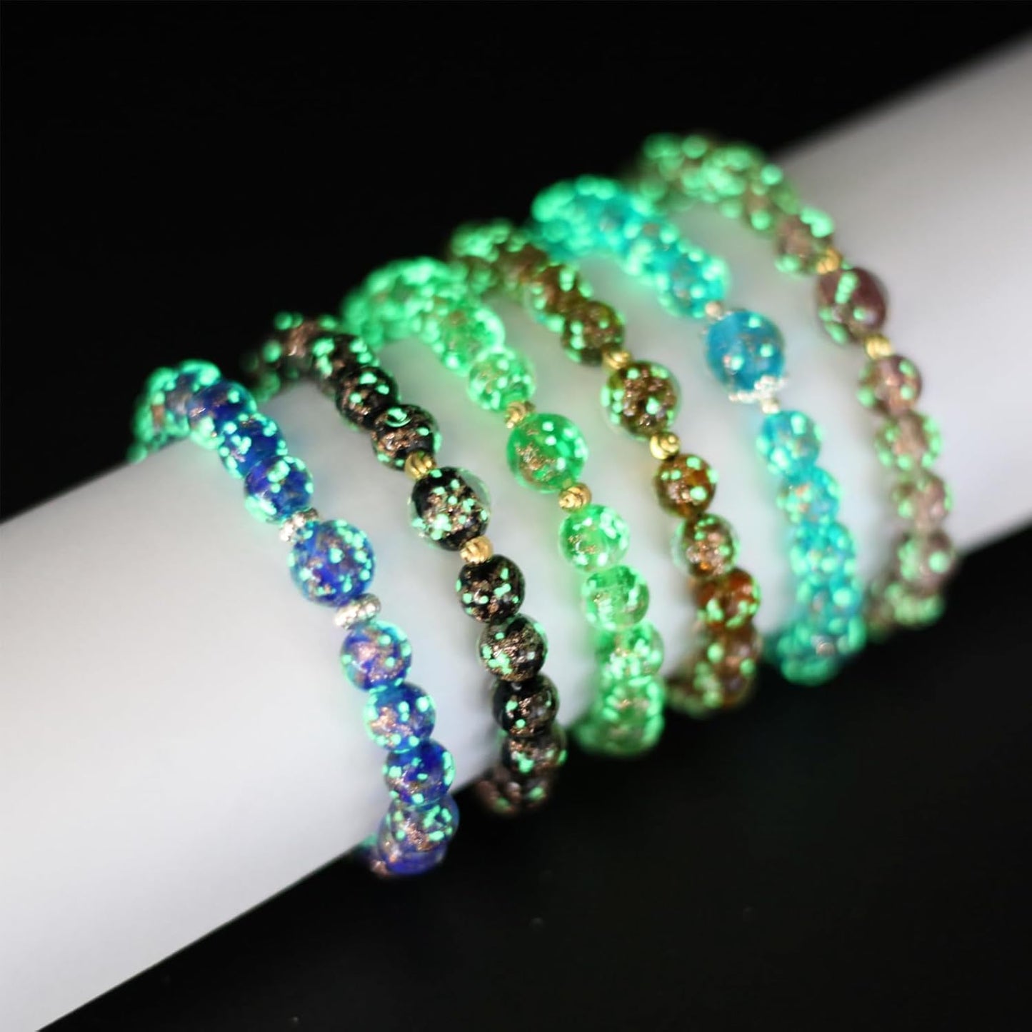 Glass Beaded Bracelet Glowing Bracelet Luminous Beads Bracelet for Women Glass Mermaid Bracelet Bangles Anti Anxeity Healing Energy