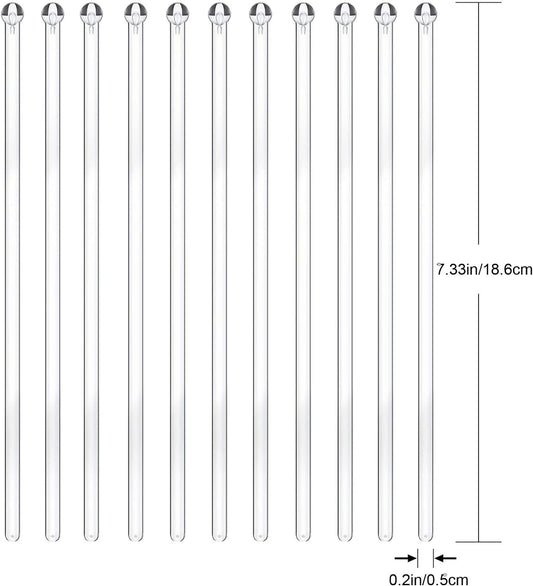 100 Pieces Ball Head Stirrer Disposible Plastic Round Top Crystal Swizzle Sticks, Crystal Cake Pops, Cocktail Coffee Drink Stirrers (Clear)