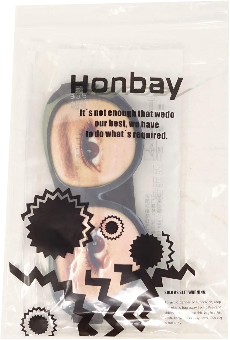 Honbay 3D Funny Eyeshade Soft Sleep Eye Mask with Adjustable Head Strap for Travel, Game, Party, Rest, Sleeping, etc (for Man)