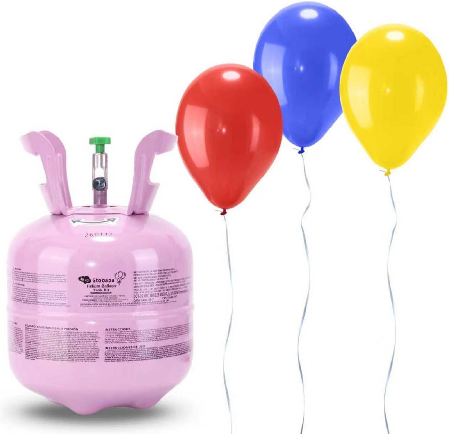 Helium Tank for Balloons 4.5L - Up to 20+ Latex Balloons, Complete Balloon Kit with Ribbons, Portable Helium Tank for Home Use, Parties, Birthdays, Weddings & Events (1-Pack)