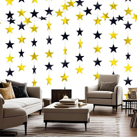 Iridescent Shining Star Hanging Garland Iridescent Hanging Sparkling Star Streamer Glitter Bunting Banner Twinkle Backdrop for Wedding Baby Shower Birthday Christmas Decorations 40 Feet