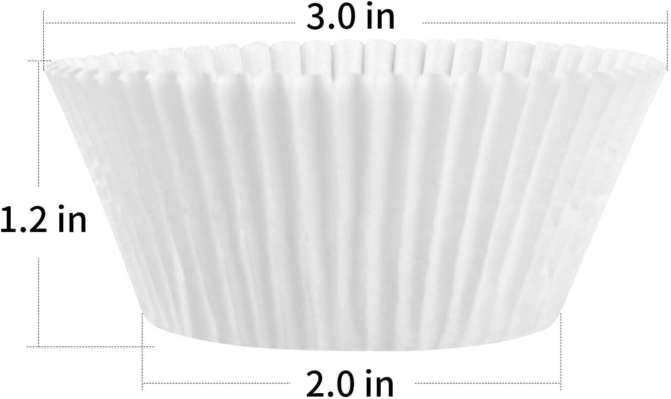 Caperci Standard White Cupcake Liners 500 Count, No Smell, Food Grade & Grease-Proof Baking Cups Paper