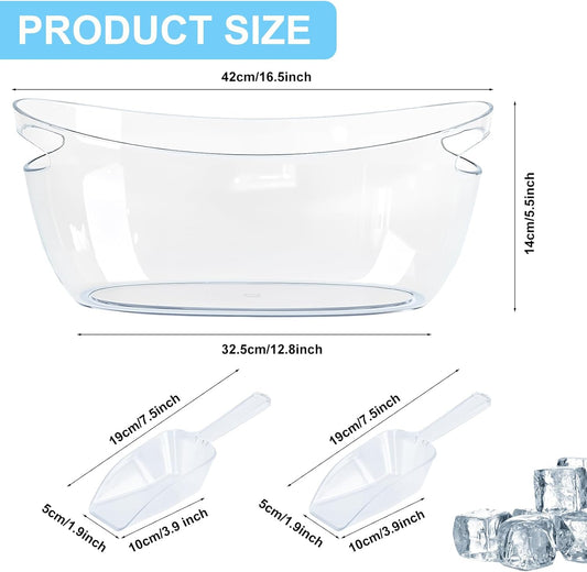 4-Pack Ice Buckets for Parties - Extra Large 5.5L Clear Beverage Tubs with Scoops, Perfect for Champagne, Beer, Sparkling Wine, and Cocktails - Mimosa Bar Supplies