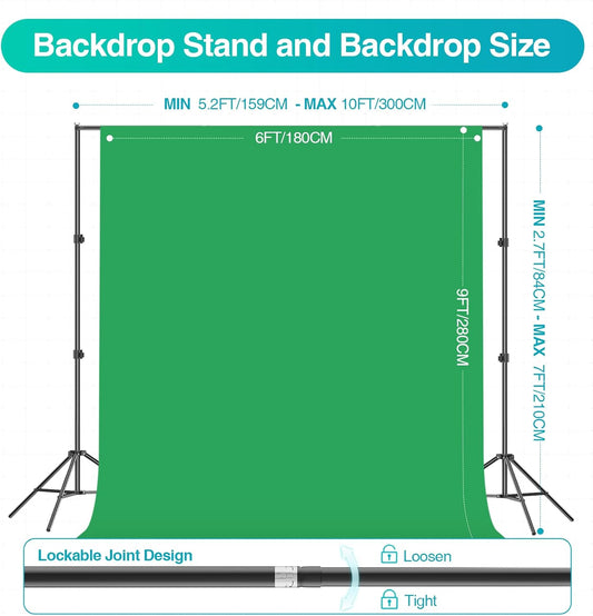 EMART 8.5 x 10 ft Backdrop Support System, Professional Photography Lighting Kit with 5500K 50W LED, 6 * 9ft Backdrop *3, Reflector,Umbrellas&Softbox Lighting Kit for Studio, Portrait, Video Shooting