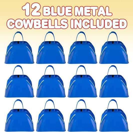 ArtCreativity 3 Inch Red Metal Cowbell Noisemakers - Pack of 12 - Loud Metal Cowbell Noise Makers with Handles, Great for Football Games, Sporting Events, New Year’s Eve, for Kids and Adults