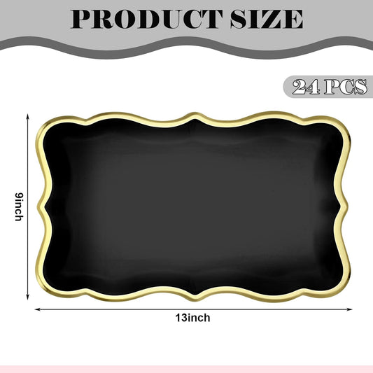 Havawish 24 Pcs 9" x 13" Pink Disposable Paper Serving Trays and Platters Food Platters for Parties White Trays Cupcake Platter Bandejas Decorativas para Fiestas for Birthday Party Weddings