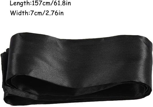 2Pcs Satin Eye Mask Sleep Mask, Adjustable Blindfold Soft Satin Eye Covers Gift for Travel, Nap, Meditation,157cm/62inch (Black+Pink)