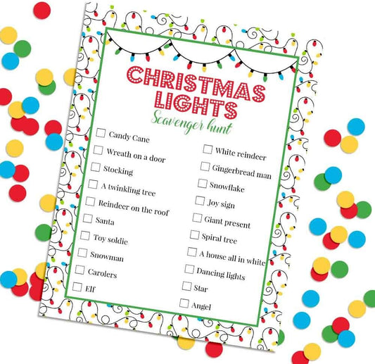 Ugly Sweater Scavenger Hunt Christmas Party Game Cards 10 Pack 5x7 Double Sided Fill-In Holiday Activity, Fun Festive Game for Kids & Adults, Made in USA by Amanda Creation