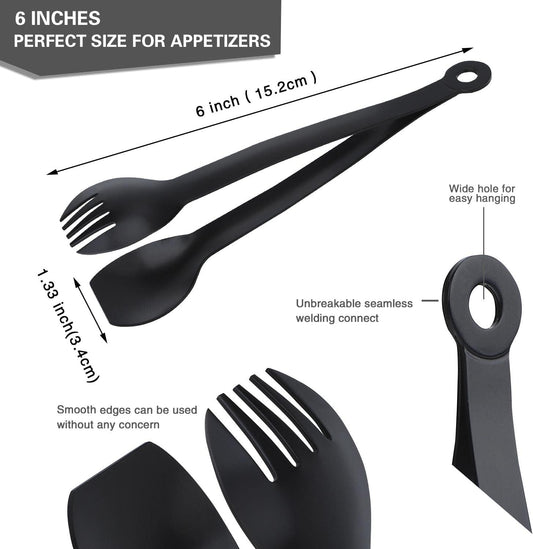 Mini Appetizer Tongs Stainless Steel Set of 4, MSY BIGSUNNY Small Serving Tongs, 6 Inch(15.2cm, Silver)