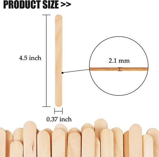 KTOJOY 100 Pcs Craft Sticks Ice Cream Natural Wood Popsicle Craft Sticks 4.5 inch Length Treat Ice Pop Sticks for DIY Crafts