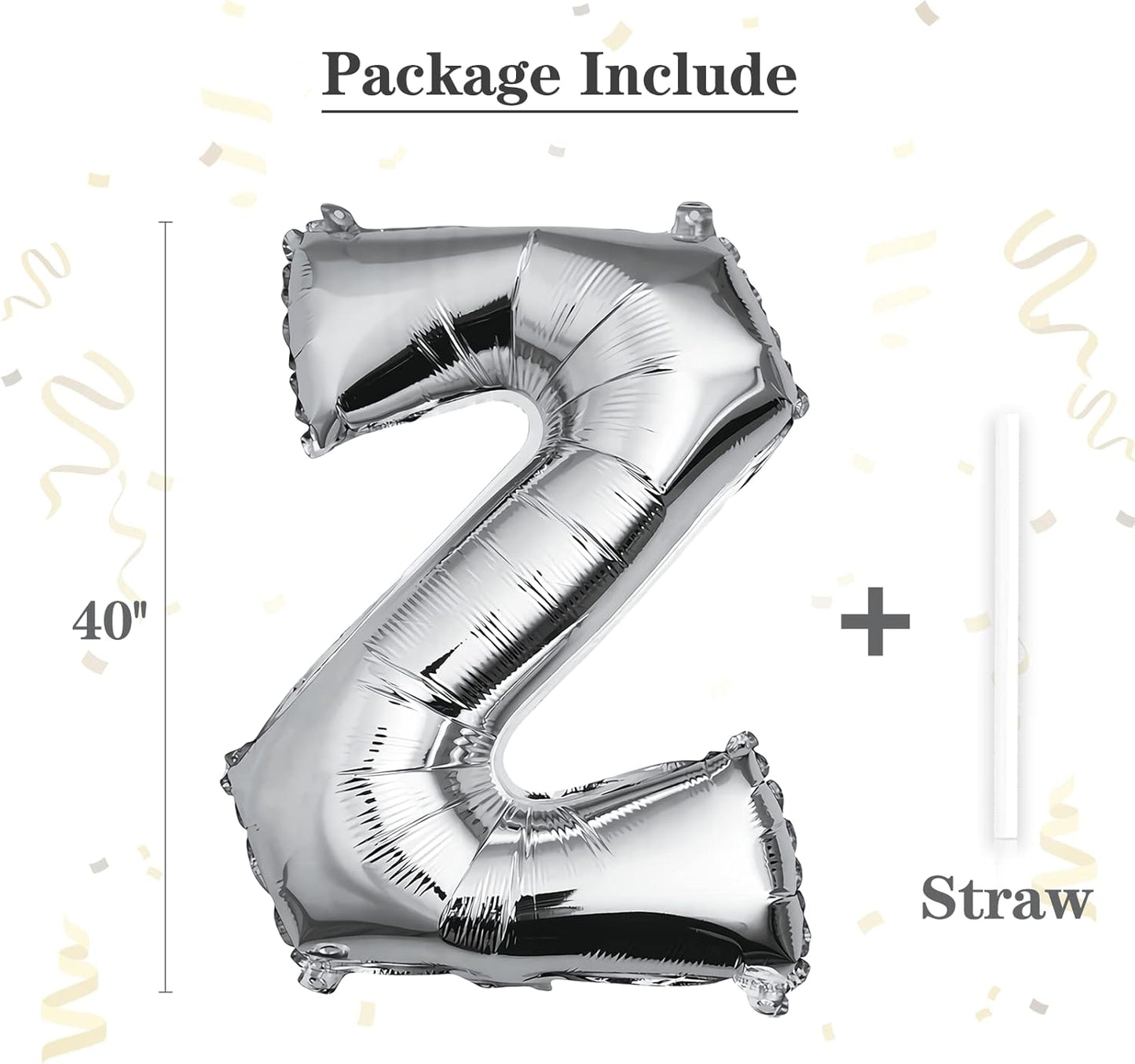 40 inch Silver Letter A Balloon, Big Size Alphabet Foil Mylar Helium Balloons for Birthday Party Celebration Wedding Anniversary Baby Shower Decorations Supplies Alphabet A