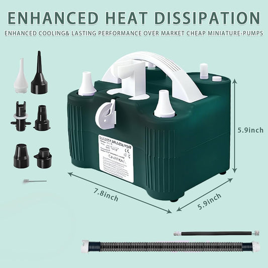 4-in-1 Electric Balloon Pump,Portable Electric Air Balloon Blower Machine for All Balloons, Air Pump for Sports Balls, Inflator& Deflator for Inflatables(Green)