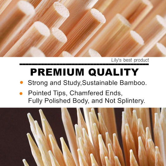 HOPELF 4" Natural Bamboo Skewers Sticks for Appetiser,Fruit,Cocktail,Kabob,Chocolate Fountain,Grilling,Barbecue,Kitchen,Crafting and Party.More Size Choices 4"/6"/8"/10"/12"/14"/16"/17.5"/30"/36"