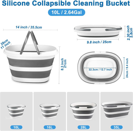 Collapsible Bucket for Cleaning, 4.2 Gallons Mop Bucket with Handle for Floor Window Car Washing, Silicone Ice Buckets for Parties Camping Fishing Beach, RV Laundry Storage Household Cleaning Supplies
