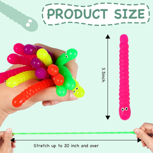 50 PCS Stretchy Fidget Toys Colorful Stretchy Strings,Sensory Fidget Worm Stretch Toys for Kids, Stocking Stuffers Party Favors for Boys and Girls Classroom Prizes, Pinata Fillers,Goodie Bag Stuffers