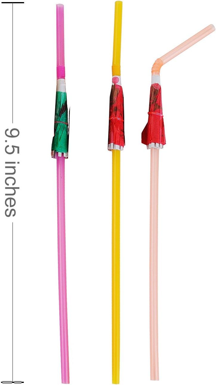 ALINK 50 Umbrella Parasol Drinking Straws, Hawaiian Beach Cocktail Luau Party Decorations Supplies
