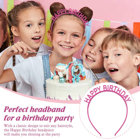 Dizila 12 Pack/6 Pairs Candy Color Happy Birthday Headbands with Teeth Plastic Hair Hoops Bands Clasps Party Decoration Tiara Crowns Accessories