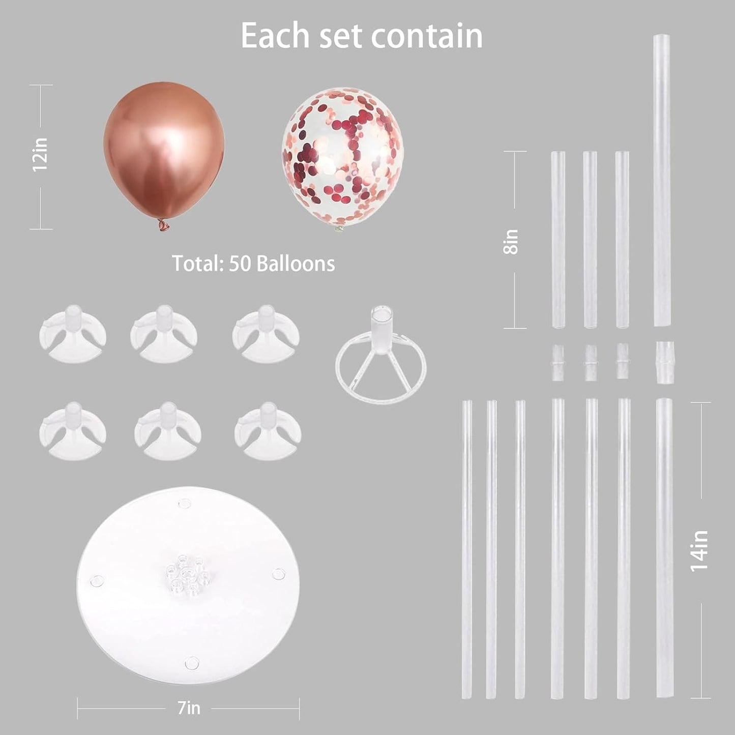 6 Set Balloon Stand Kit for Table Centerpieces With Balloon and Base Party Decorations for Birthday Wedding Retirement Graduation Baby Shower (Black Gold)