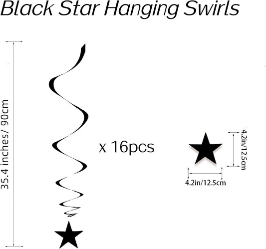 Gold Twinkle Stars Hanging Swirls Decorations Ceiling Swirl Foil Decoration Hanging Gold Party Supplies for Birthday Baby Shower Wedding, 32 pcs