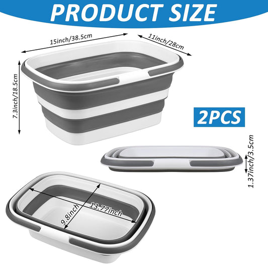 2 Pack Ice Buckets for Parties, Foldable Beverage Tub, Collapsible Ice Bucket for Wine Beer Champagne, Large Beer Ice Buckets Drink Cooler, Space Saving Ice Storage Tub Ice Cube Bin (8.5L*2)