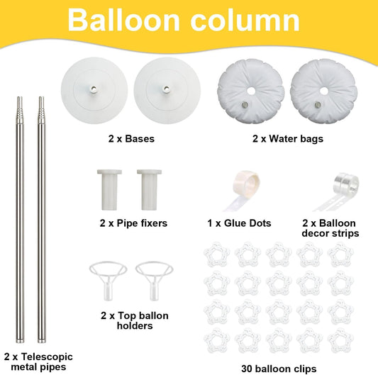 Balloon Column Kit Set of 2, 2 Set Balloon Table Stands, 6.56 Ft Reusable Metal Telescopic Balloon Tower for Birthday Wedding Holiday Party Supplies Decoration