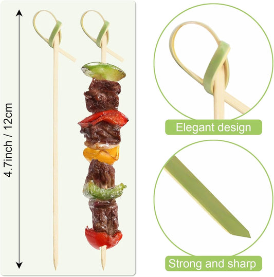 1000 PCS Bamboo Skewers Toothpicks for Appetizers 4.7 inch, Bamboo Cocktail Picks, Decorative Bamboo Knot Drink Picks Food Sticks for Party Drinks Sandwich Fruit Charcuterie Boards Accessories