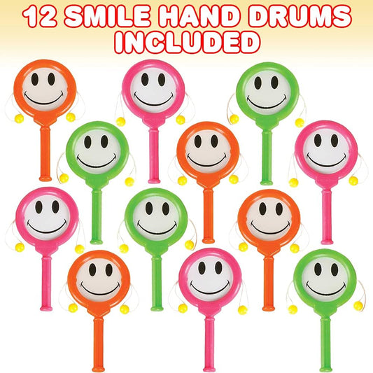 ArtCreativity Smile Hand Drums, Set of 12, Musical Toys for Kids in Assorted Colors, Easy to Play Musical Instruments for Children, Noisemakers for Parties, Music Party Favors and Goodie Bag Fillers