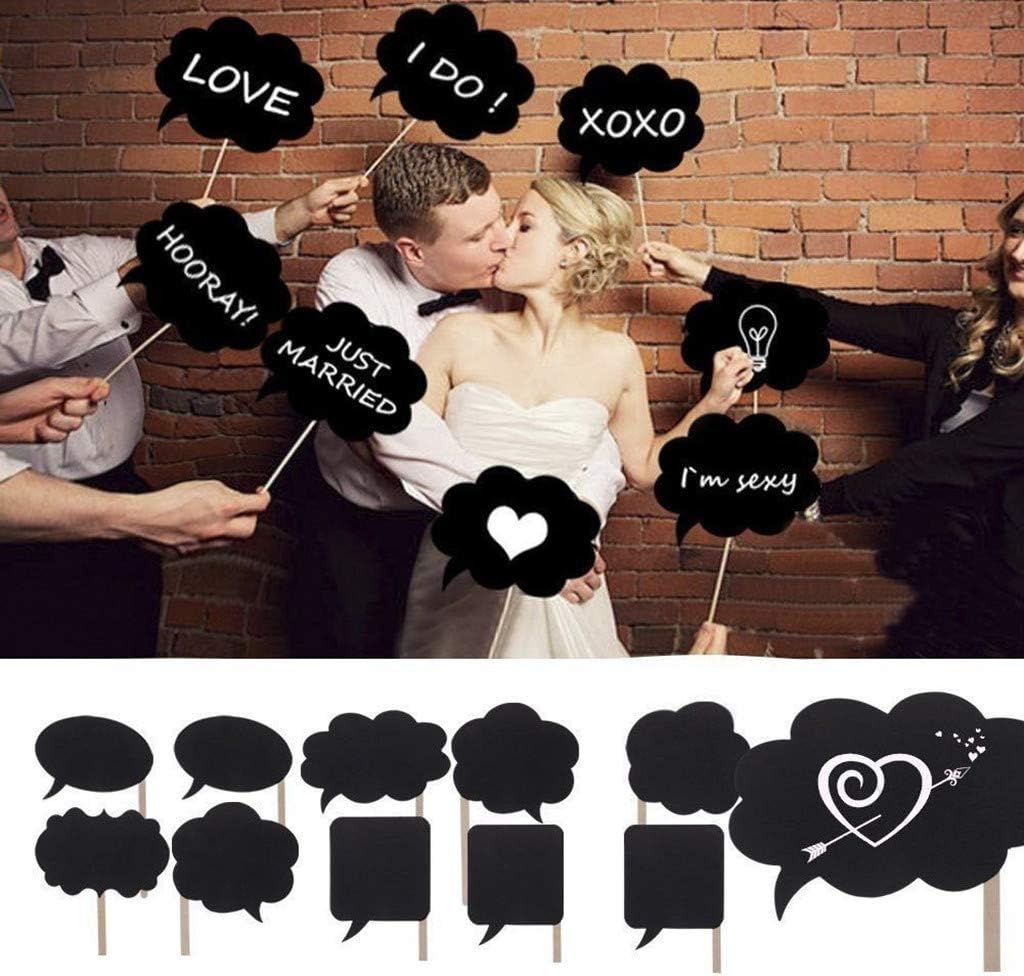 Photo Booth Props Kit,Writable Black Paper Card Board Photographing Props for Wedding Birthday Prom Party Favor(10pcs with Different Shapes)