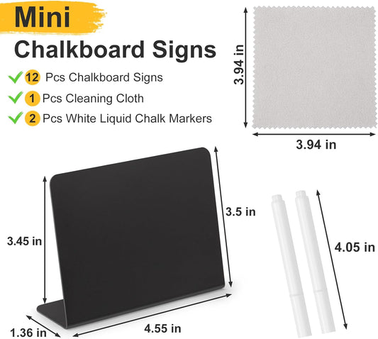 15 Pcs 4"x3" Mini Chalkboard Signs for Food, Reusable PVC Food Labels, Reserved Table Signs for Party Buffet, Birthdays, Bakery, Weddings Table Numbers, Buffet Display, Place Cards, Name Tag