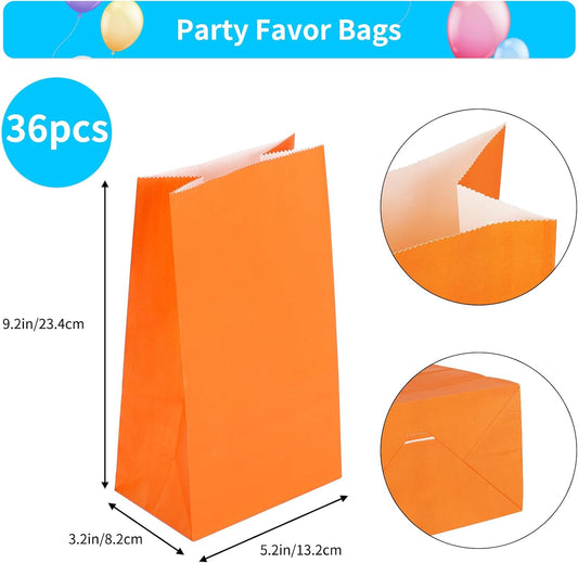 TOMNK 36pcs Paper Party Favor Bags, 9 Colors Small Gift Bags, 9.2 x 5.2 x 3.2, Wrapped Mini Goodie Bags for Birthdays, Baby Showers, Crafts and Activities, May Day, Wedding (Assorted Colors)