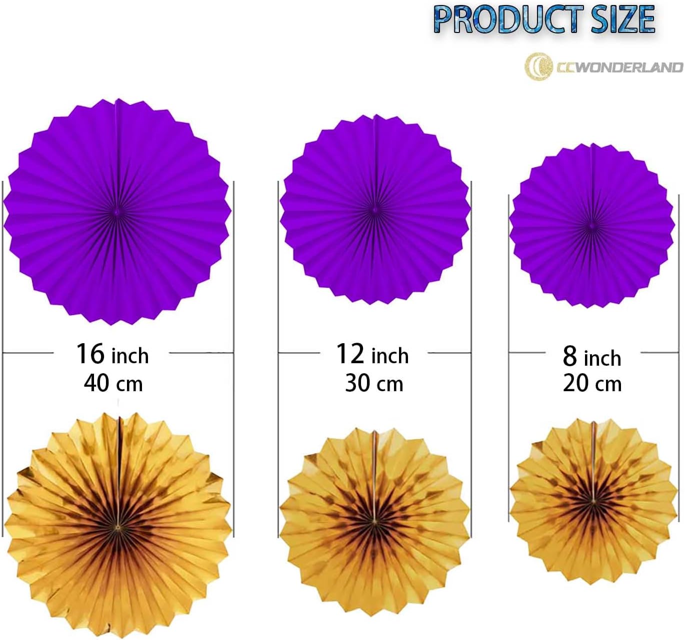 Navy Blue and Yellow Round Party Hanging Paper Fans Decorations Set, Pack of 6