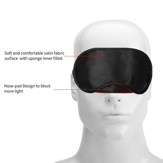 12 Pack Blindfolds Sleep Mask Satin Eye Cover Shade with Nose Pad and Adjustable Strap for Women Men, Black