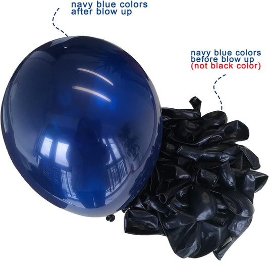 Navy Blue and Gold Confetti Balloons, 50 pcs 12 inch Pearl White and Gold Metallic Chrome Birthday Balloons for Celebration Graduation Party Balloons