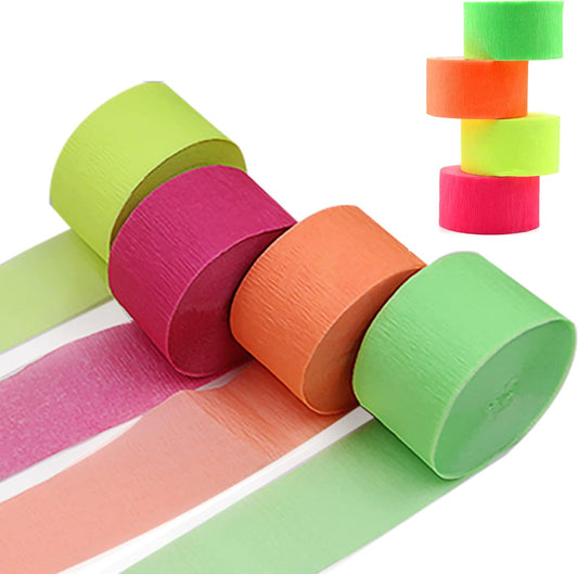 600feet Crepe Paper Streamers,6 Rolls Blacklight Party Streamer Decorations in 6 Colors for Neon Party,Wedding, Birthday, Glow Party Supplies…
