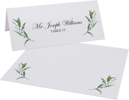 Laurel Wreath and Greenery Corner Printable Place Cards, Set of 60 (10 Sheets), Laser & Inkjet Printers - Wedding, Party, Dinner, and Special Events - Made in the USA