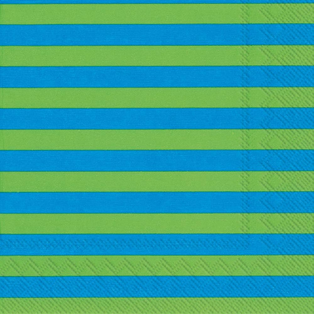 IHR Ideal Home Range Cocktail Napkins Marimekko Disposable 3-Ply Paper Party Napkin Pack, 5" x 5", Orkanen Linen/Blue, 20-Count
