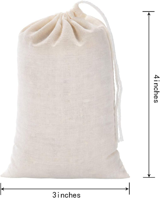 Tatuo 50 Pieces 4 x 6 Inches Muslin Cotton Drawstring Bags Canvas Linen Sachet Bag Reusable Empty Gift Pouch for Party Home Supplies